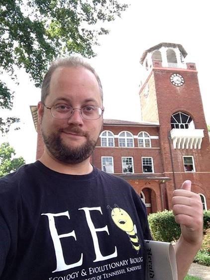 [Nick Matzke at the Dayton County Courthouse, site of the 1925 Scopes Monkey Trial]